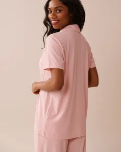 Ribbed Modal Button-down Shirt