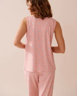 Seagull Print Super Soft Sleeveless Button-down Shirt