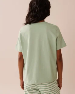 Snail Print Crew Neck Cotton T-shirt