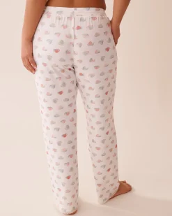 Snail Print Lace Trim Super Soft Pajama Pants