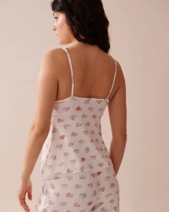 Snail Print Lace Trim Super Soft Cami