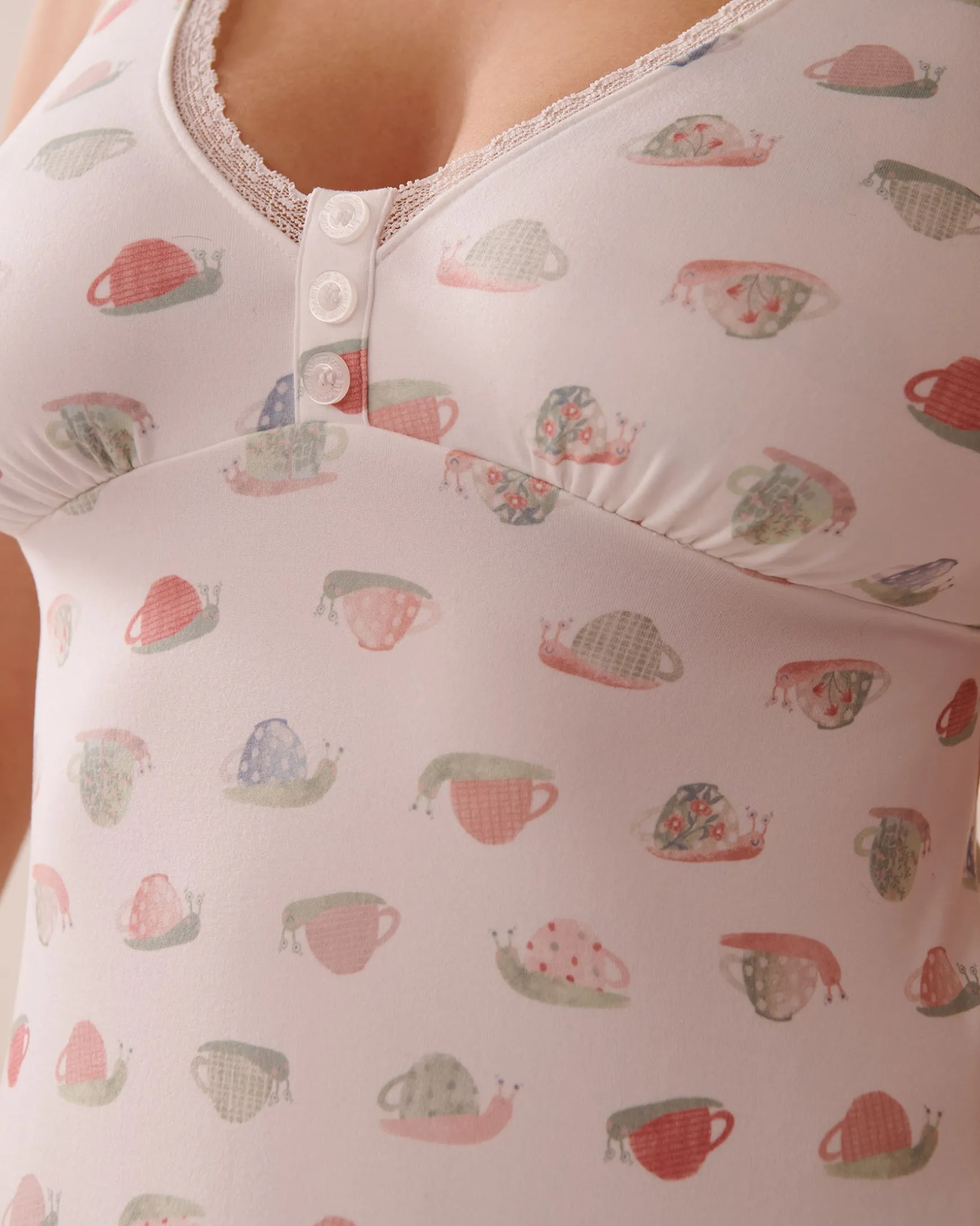 Snail Print Lace Trim Super Soft Cami