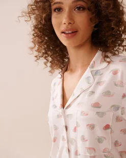 Snail Print Super Soft Button-down Shirt