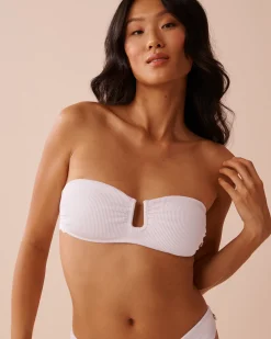 SOLID Ribbed U-Wire Bandeau Bikini Top