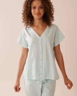 Stripe Print Cotton T-shirt