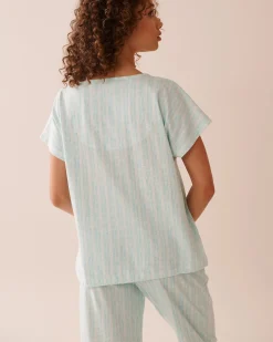 Stripe Print Cotton T-shirt