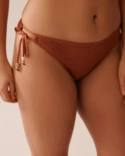TERRACOTTA Crochet Side Tie Brazilian Bikini Bottom