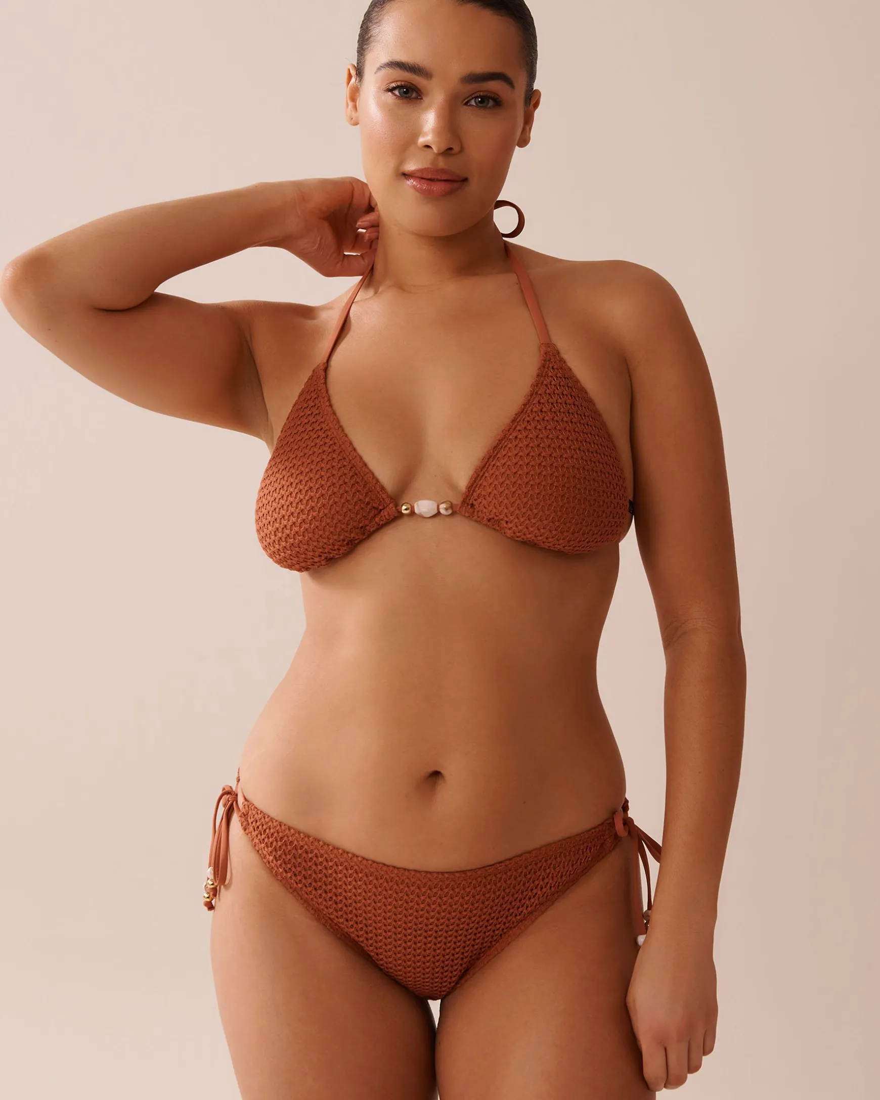 TERRACOTTA Crochet Side Tie Brazilian Bikini Bottom